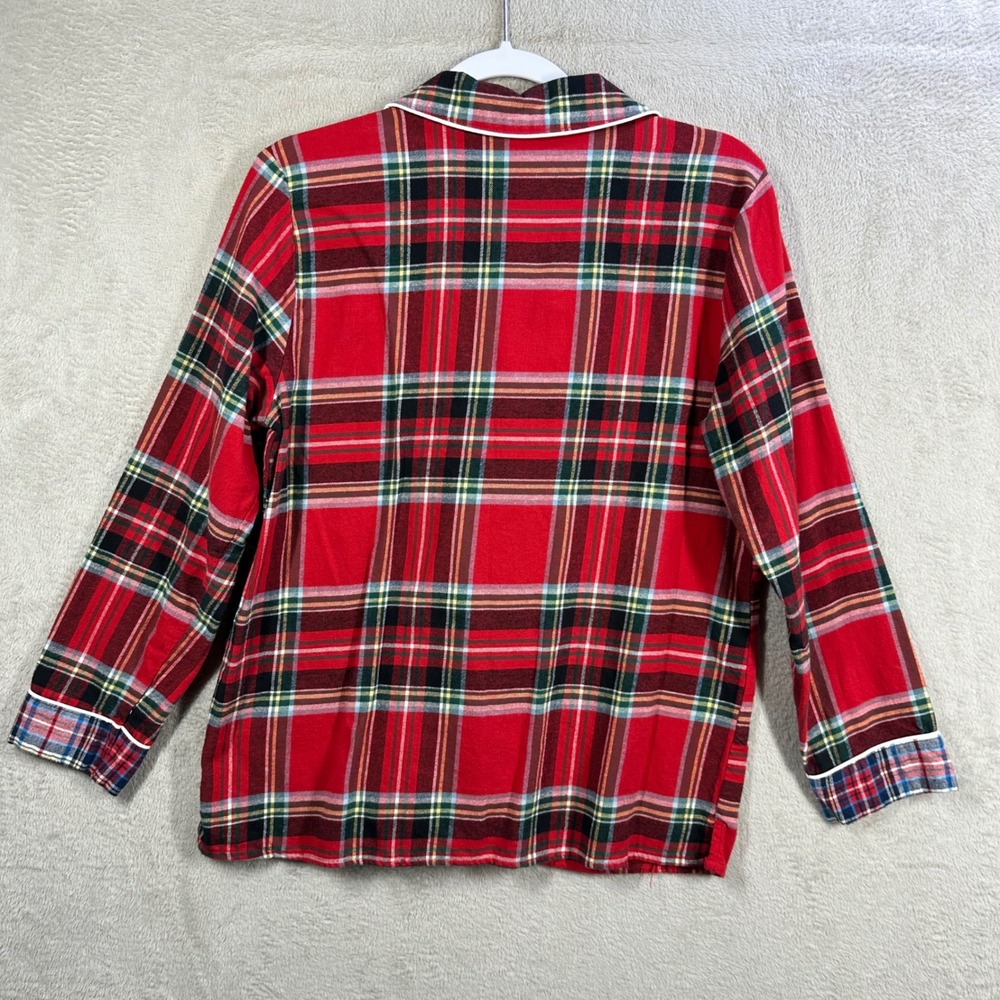 Lands End Pajama Set Womens Medium Red Plaid Flannel Cotton Holiday Sleepwear - Picture 8 of 9